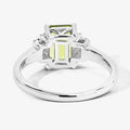 1.60 Ct Octagon Green Peridot and Lab Diamond Prong Silver Cocktail Ring by Fine Color Jewels