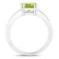 1.60 Ct Octagon Green Peridot and Lab Diamond Prong Silver Pave Bridge Ring by Fine Color Jewels