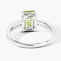 1.60 Ct Octagon Green Peridot and Lab Diamond Prong Silver Pave Bridge Ring by Fine Color Jewels