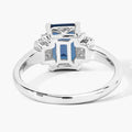 1.60 Ct Octagon London Blue Topaz and Lab Diamond Prong Silver Cocktail Ring by Fine Color Jewels