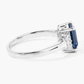 1.60 Ct Octagon London Blue Topaz and Lab Diamond Prong Silver Cocktail Ring by Fine Color Jewels