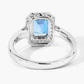 1.60 Ct Octagon London Blue Topaz and Lab Diamond Prong Silver Halo Ring by Fine Color Jewels
