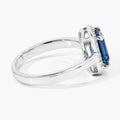 1.60 Ct Octagon London Blue Topaz and Lab Diamond Prong Silver Halo Ring by Fine Color Jewels