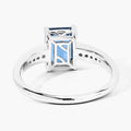 1.60 Ct Octagon London Blue Topaz and Lab Diamond Prong Silver Pave Bridge Ring by Fine Color Jewels