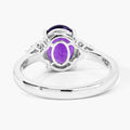1.60 Ct Oval Purple Amethyst and Lab Diamond Prong Silver Cocktail Ring by Fine Color Jewels