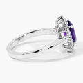 1.60 Ct Oval Purple Amethyst and Lab Diamond Prong Silver Halo Ring by Fine Color Jewels