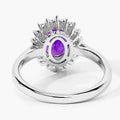 1.60 Ct Oval Purple Amethyst and Lab Diamond Prong Silver Halo Ring by Fine Color Jewels