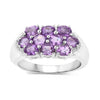 1.60 Ct Oval Purple Amethyst Prong Silver Cluster Ring