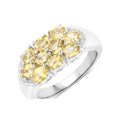 1.60 Ct Oval Yellow Citrine and White Topaz Prong Silver Cluster Ring by Fine Color Jewels
