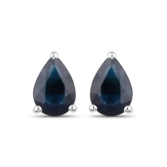 1.60 Ct Pear Blue Sapphire 10k Gold Teardrop Studs Earrings by Fine Color Jewels