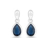 1.60 Ct Pear Blue Sapphire & Diamond Bezel 10K Gold Dangle Earrings
