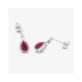1.60 Ct Pear Pink Ruby & Diamond Bezel 10K Gold Dangle Earrings by Fine Color Jewels