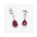 1.60 Ct Pear Pink Ruby & Diamond Bezel 10K Gold Dangle Earrings by Fine Color Jewels