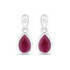 1.60 Ct Pear Pink Ruby & Diamond Bezel 10K Gold Dangle Earrings