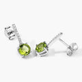 1.60 Ct Round Green Peridot & Lab Diamond Prong Silver Dangle Earrings by Fine Color Jewels