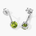 1.60 Ct Round Green Peridot & Lab Diamond Prong Silver Dangle Earrings by Fine Color Jewels