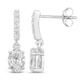 1.64 Ct Oval Lab Grown Diamond Prong Platinum Dangle Drop Bridal Earrings by Fine Color Jewels