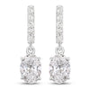 1.64 Ct Oval Lab Grown Diamond Prong Platinum Dangle Drop Bridal Earrings