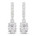 1.64 Ct Oval Lab Grown Diamond Prong Platinum Dangle Drop Bridal Earrings by Fine Color Jewels