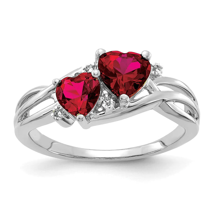 1.648 Ct Double Heart Red Ruby and Lab Diamond Gold Toi et Moi Bypass Ring by Fine Color Jewels