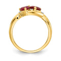 1.648 Ct Double Heart Red Ruby and Lab Diamond Gold Toi et Moi Bypass Ring by Fine Color Jewels