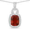 1.65 Ct cushion orange Madeira Citrine and Lab Diamond prong Silver Slide Pendant Necklace