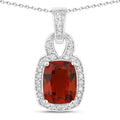 1.65 Ct cushion orange Madeira Citrine and Lab Diamond prong Silver Slide Pendant Necklace by Fine Color Jewels