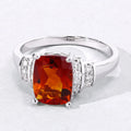1.65 Ct Cushion Yellow Madeira Citrine and Lab Diamond Prong Silver Bridge Ring by Fine Color Jewels