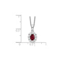 1.65 Ct Oval Red Lab Created Ruby and Diamond Prong 14k White Gold Halo Pendant Necklace by Fine Color Jewels