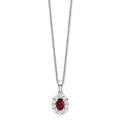 1.65 Ct Oval Red Lab Created Ruby and Diamond Prong 14k White Gold Halo Pendant Necklace by Fine Color Jewels
