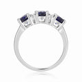 1.65 Ct Round Blue Sapphire Prong Silver Three Stone Ring by Fine Color Jewels