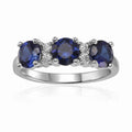 1.65 Ct Round Blue Sapphire Prong Silver Three Stone Ring by Fine Color Jewels