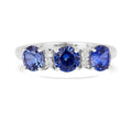 1.65 Ct Round Created Ceylon Blue Sapphire Prong Silver Three Stone Ring by Fine Color Jewels