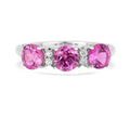 1.65 Ct Round Pink Sapphire Prong Silver Three Stone Ring by Fine Color Jewels