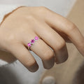 1.65 Ct Round Pink Sapphire Prong Silver Three Stone Ring by Fine Color Jewels