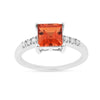 1.65 Ct Square Lab Created Peach Sapphire and Moissanite Prong Silver Cocktail Ring