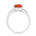 1.65 Ct Square Lab Created Peach Sapphire and Moissanite Prong Silver Cocktail Ring by Fine Color Jewels