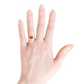 1.65 Ct Square Lab Created Peach Sapphire and Moissanite Prong Silver Cocktail Ring by Fine Color Jewels