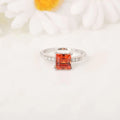 1.65 Ct Square Lab Created Peach Sapphire and Moissanite Prong Silver Cocktail Ring by Fine Color Jewels