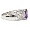 1.66 Ct Octagon Purple Amethyst and White Topaz Prong Silver Statement Ring by Fine Color Jewels