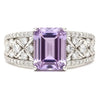 1.66 Ct Octagon Purple Amethyst and White Topaz Prong Silver Statement Ring