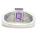1.66 Ct Octagon Purple Amethyst and White Topaz Prong Silver Statement Ring by Fine Color Jewels