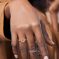 1.67 Ct Cushion Yellow Citrine and Moissanite Prong Silver Halo Cocktail Ring by Fine Color Jewels