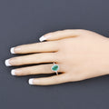 1.68 Ct Round Green Emerald & Diamond Prong 14k Gold Halo Pave Bypass Ring by Fine Color Jewels
