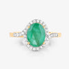 1.68 Ct Round Green Emerald & Diamond Prong 14k Gold Halo Pave Bypass Ring