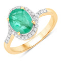 1.68 Ct Round Green Emerald & Diamond Prong 14k Gold Halo Pave Bypass Ring by Fine Color Jewels