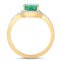 1.68 Ct Round Green Emerald & Diamond Prong 14k Gold Halo Pave Bypass Ring by Fine Color Jewels