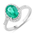 1.68 Ct Round Green Emerald & Diamond Prong 14k Gold Halo Pave Bypass Ring by Fine Color Jewels