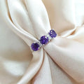 1.7 Ct Round Purple Amethyst Prong Silver Three Stone Ring by Fine Color Jewels