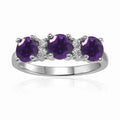 1.7 Ct Round Purple Amethyst Prong Silver Three Stone Ring by Fine Color Jewels